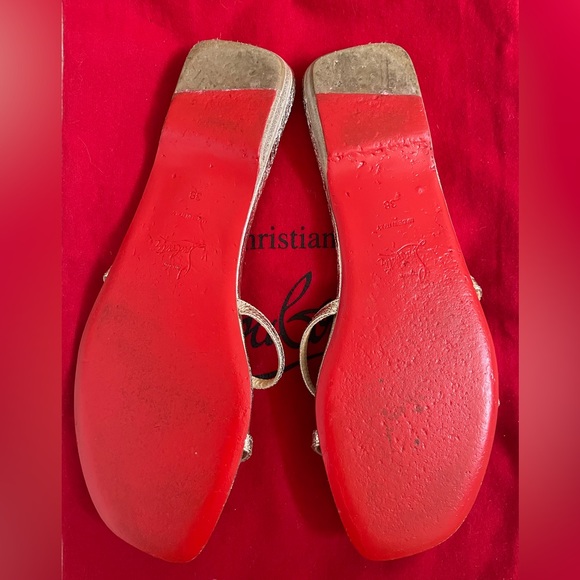 Christian Louboutin Atonetta Flat Sandals - Rose Gold size 38 - Picture 3 of 11